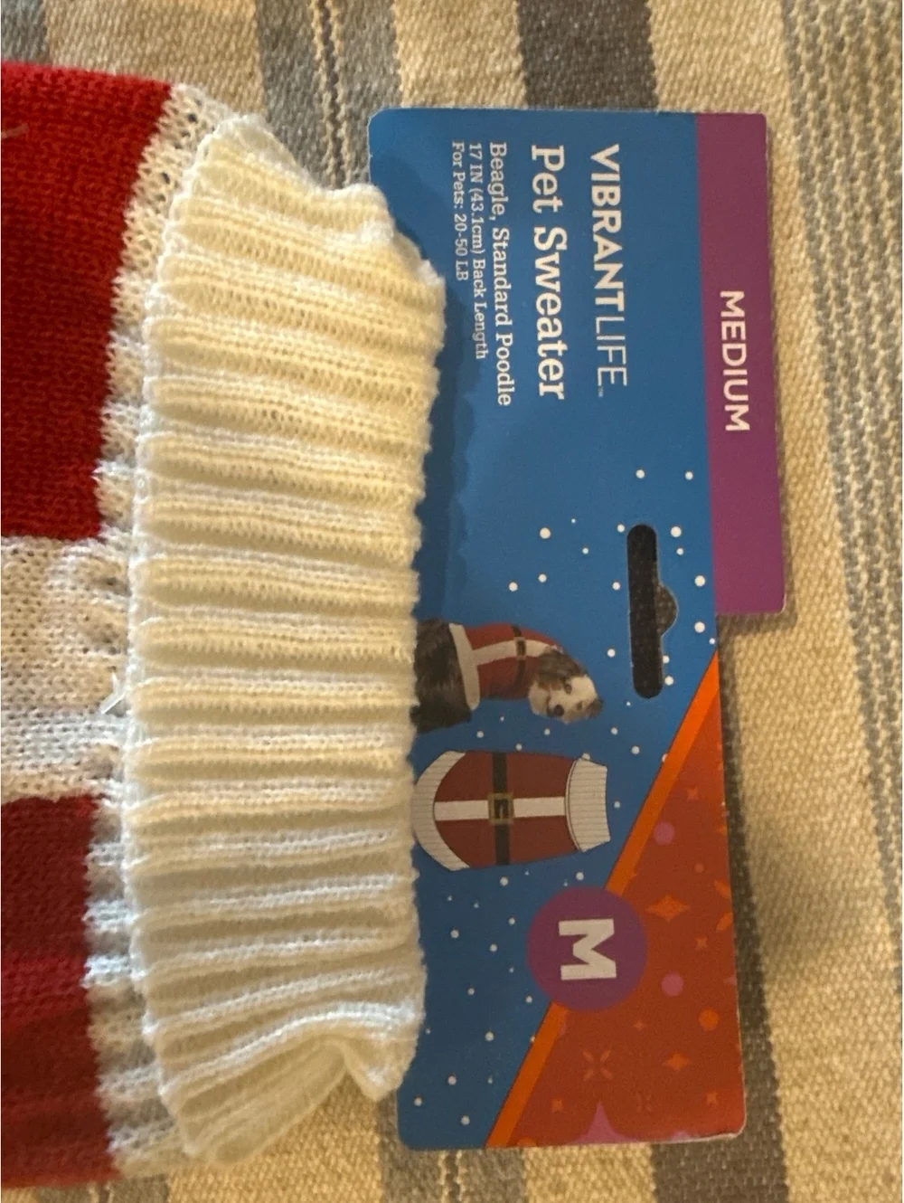 Vibrant Life Santa Sweater Medium Pet Sweater for Beagle, Standard Poodle